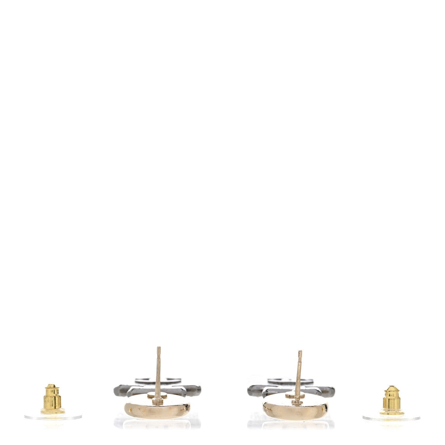 Chanel Crystal CC No 5 Perfume Bottle Drop Earrings Gold Silver 2 of 4