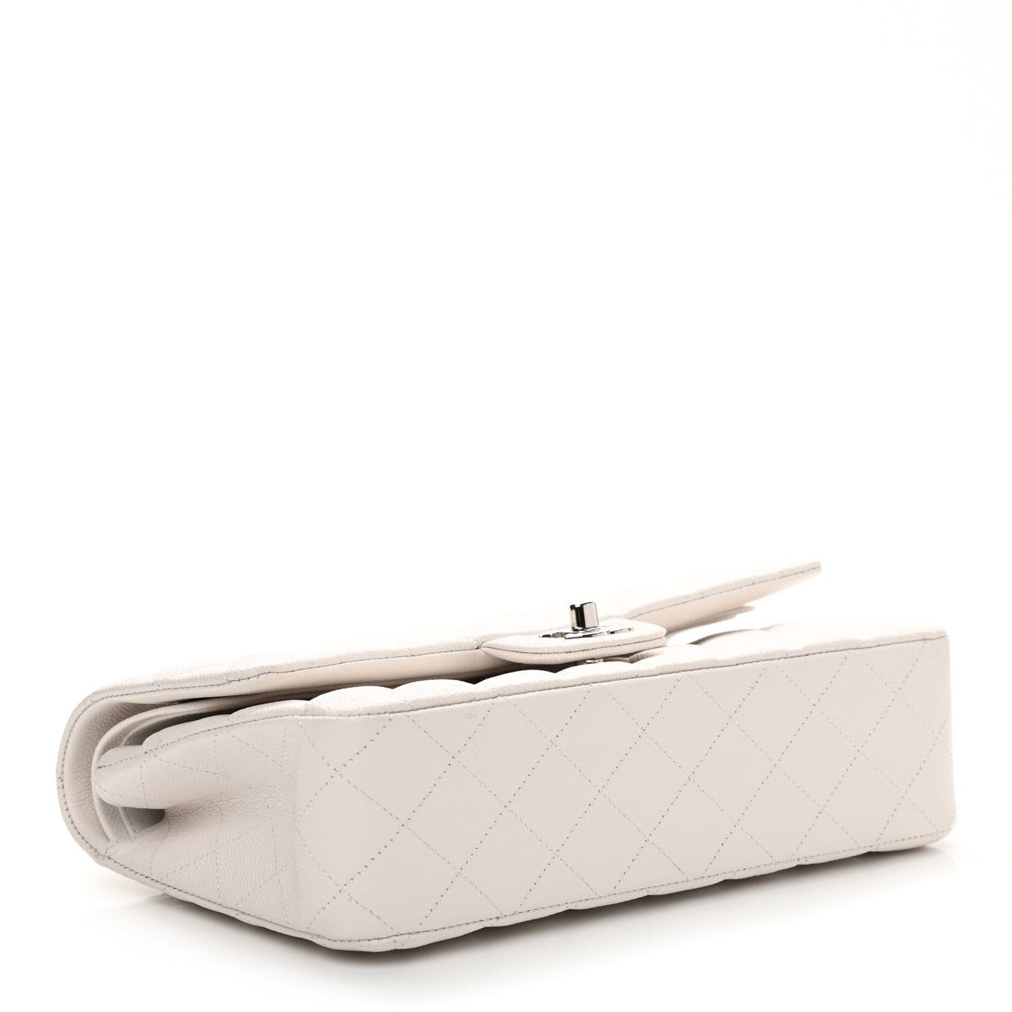 Caviar Quilted Medium Double Flap White