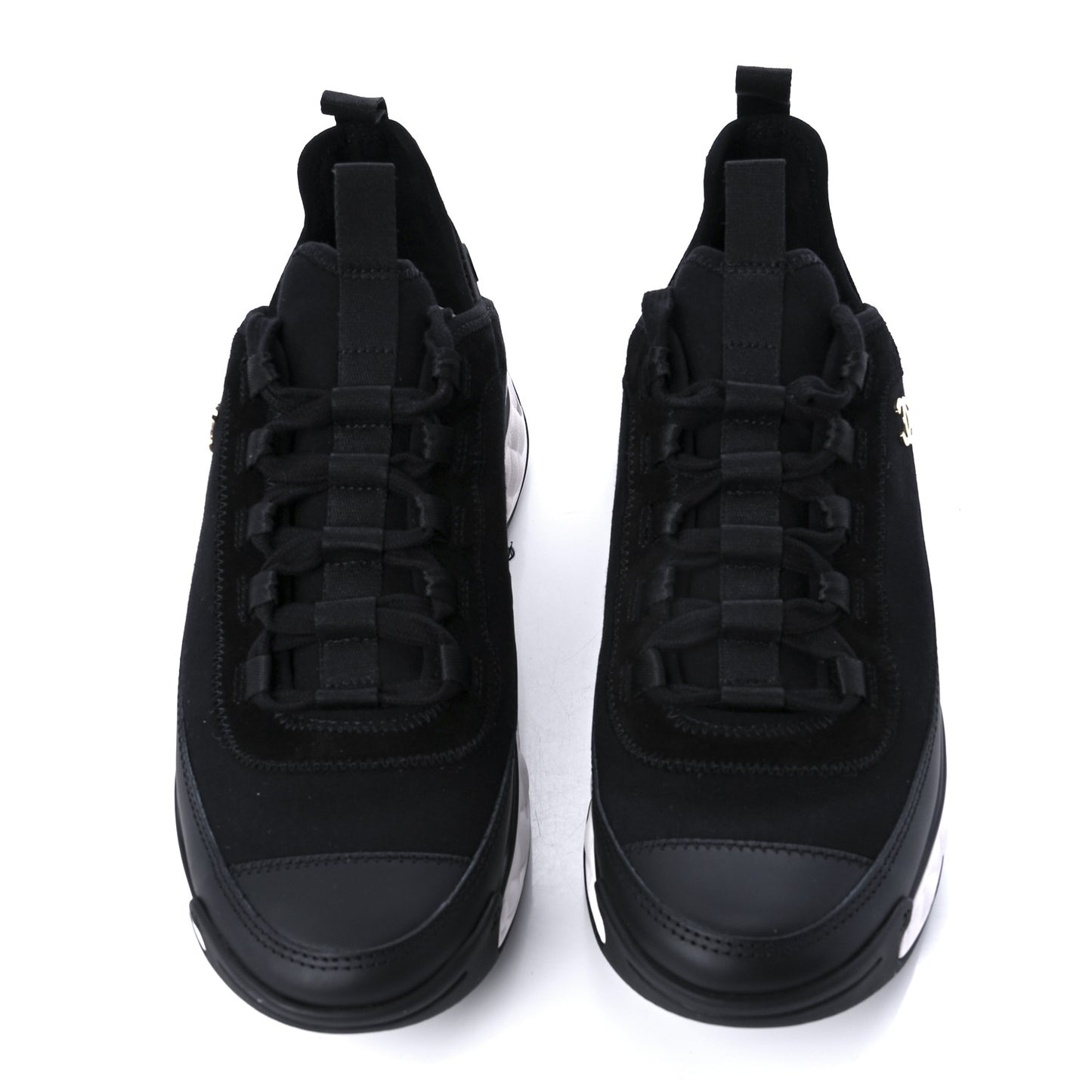 Velvet Calfskin Mixed Fibers CC Sneakers 38.5 Black