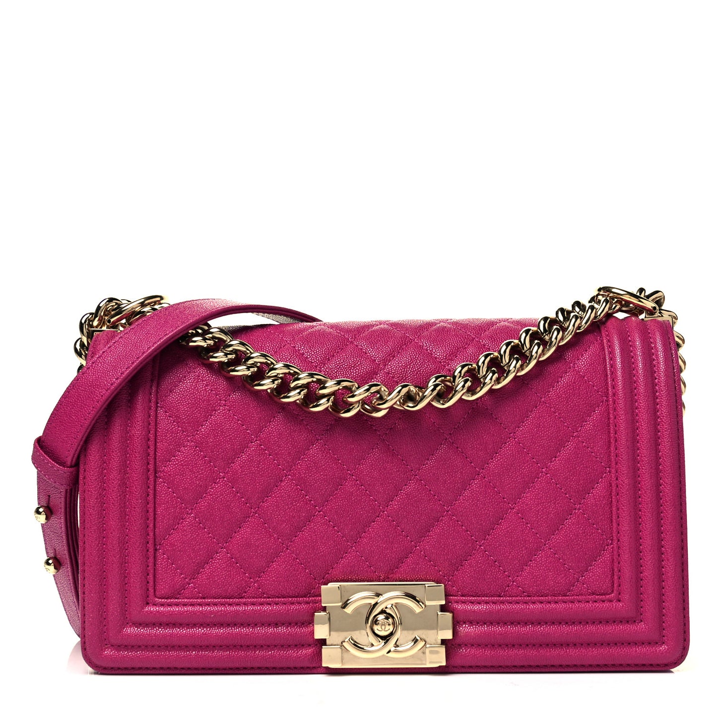 Caviar Quilted Medium Boy Flap Fuchsia