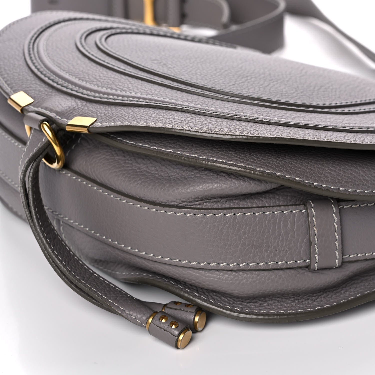 Chloe Calfskin Medium Marcie Round Crossbody Bag Cashmere Grey 10 of 12