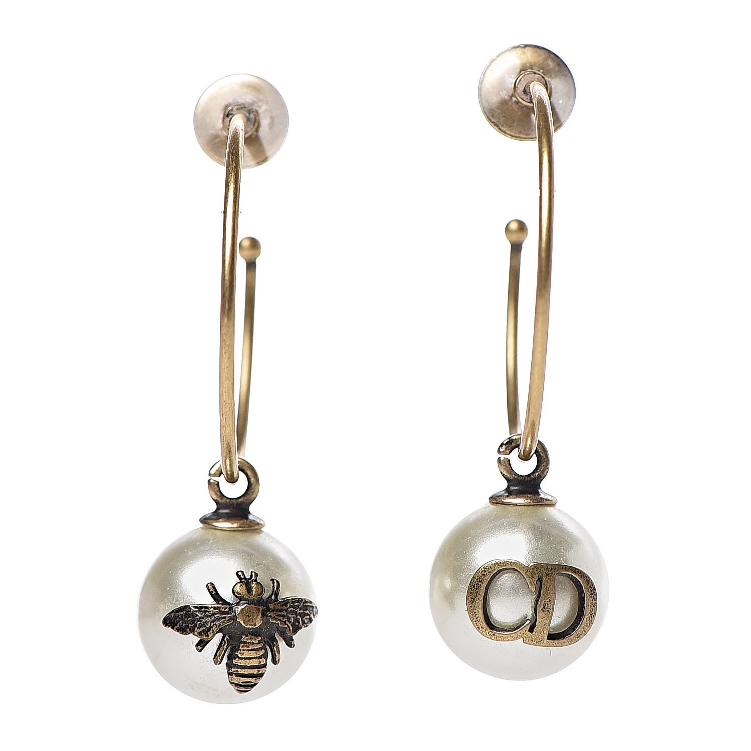 Christian Dior Pearl Bee Star Tribales Hoop Earrings 1 of 6