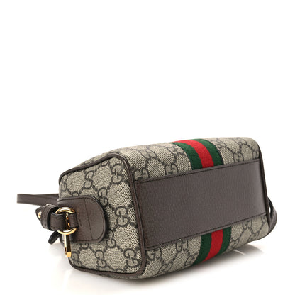 Gucci GG Supreme Monogram Textured Dollar Calfskin Web Super Mini Ophidia Top Handle Bowler Bag Beige Ebony New Acero 4 of 10