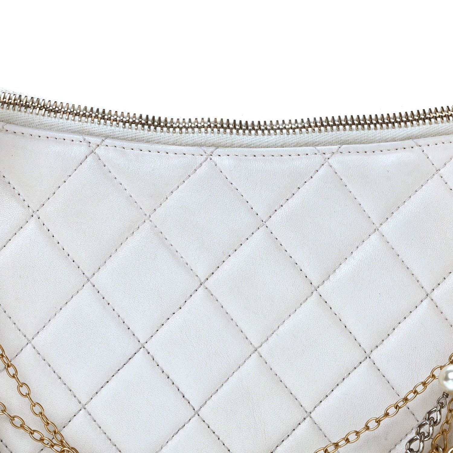 Chanel Lambskin Quilted All About Chains Hobo White 8 of 10