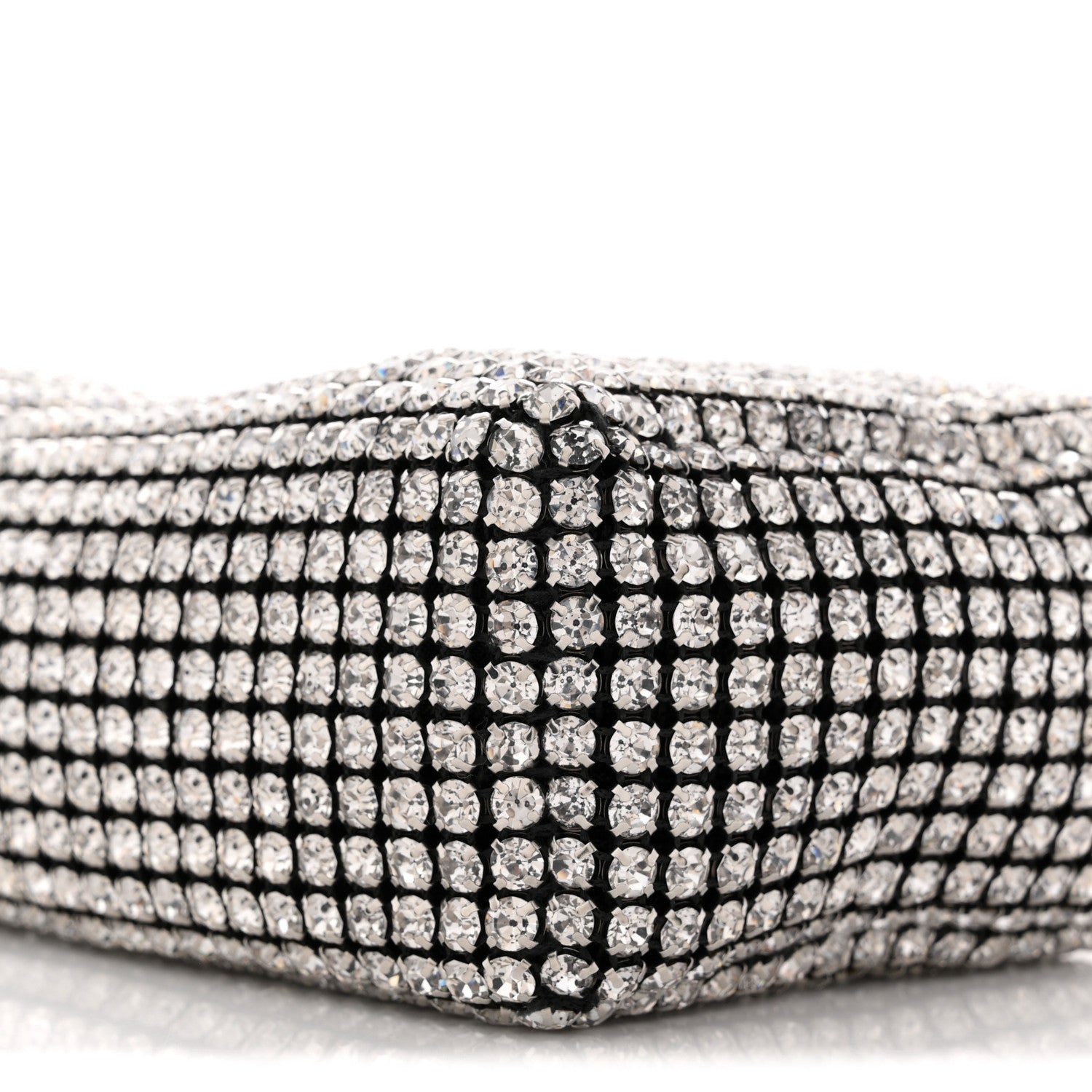 Alexander Wang Mesh Crystal Rhinestone Mini Heiress Pouch Black Silver 9 of 10