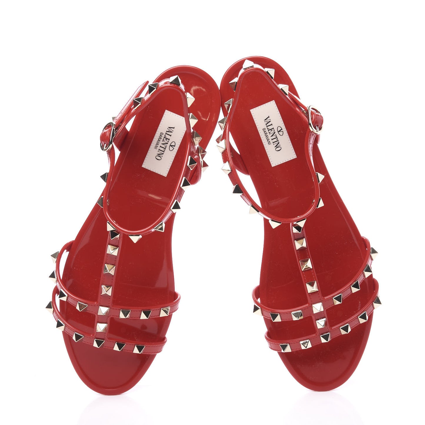 PVC Jelly Rockstud Caged Sandals 40 Rosso Valentino