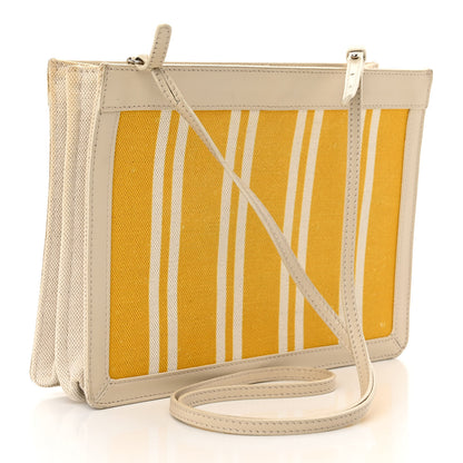 Balenciaga Cotton Canvas Striped Pochette Crossbody Bag Yellow 3 of 17