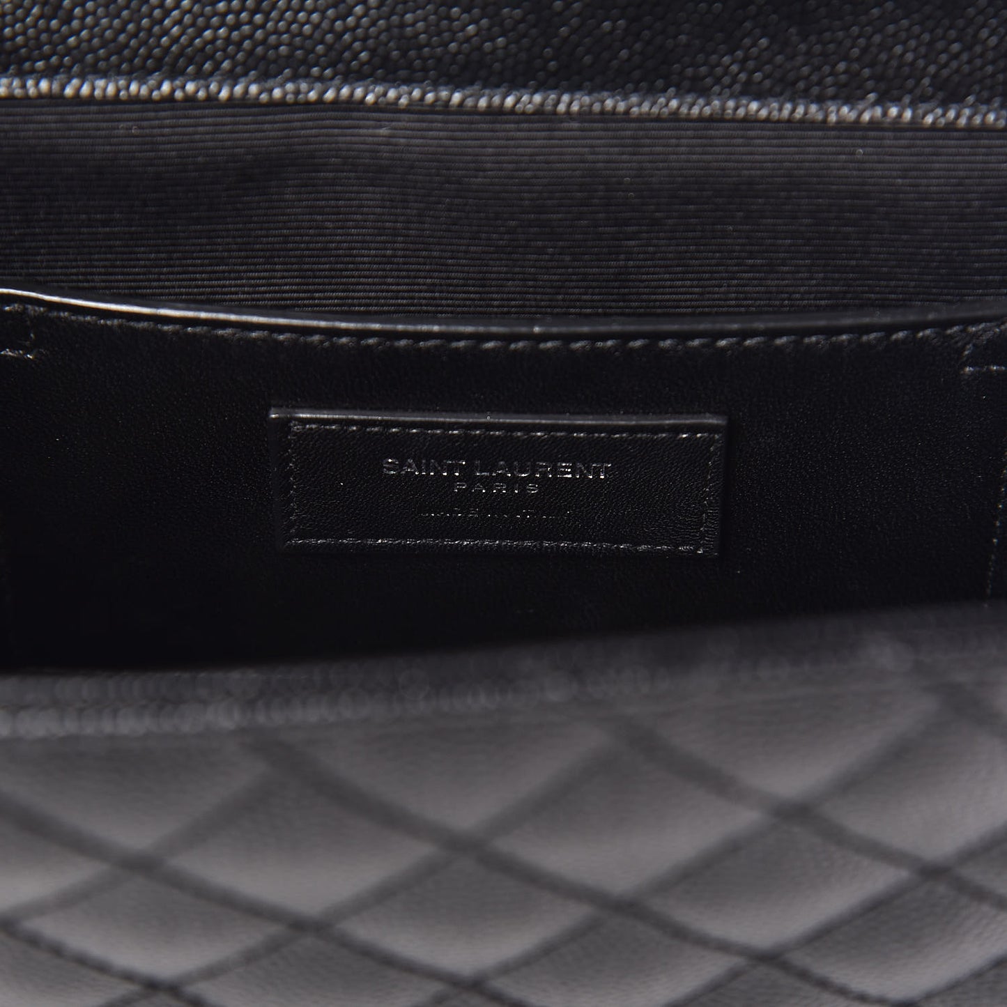 Grain De Poudre Textured Mixed Matelasse Triquilt Medium Monogram Satchel Black