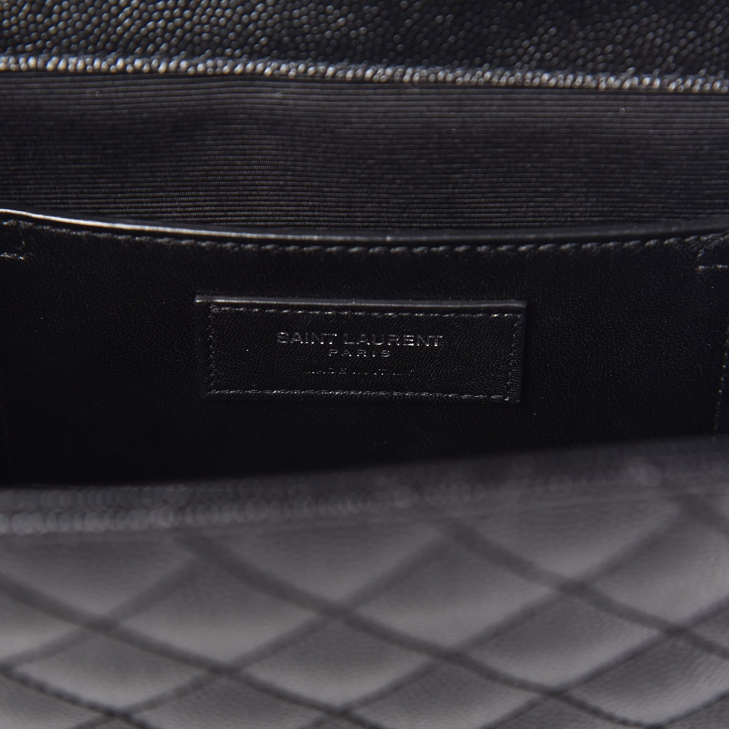 Saint Laurent Grain De Poudre Textured Mixed Matelasse Triquilt Medium Monogram Satchel Black 8 of 10