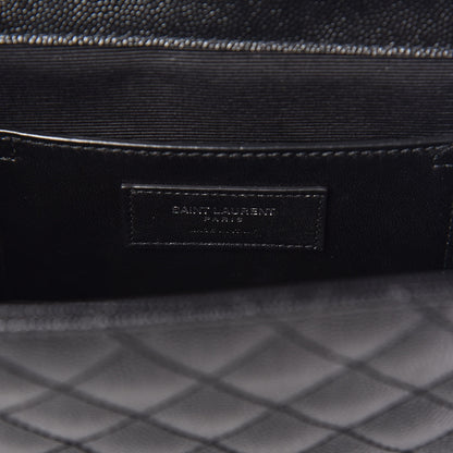 Saint Laurent Grain De Poudre Textured Mixed Matelasse Triquilt Medium Monogram Satchel Black 8 of 10