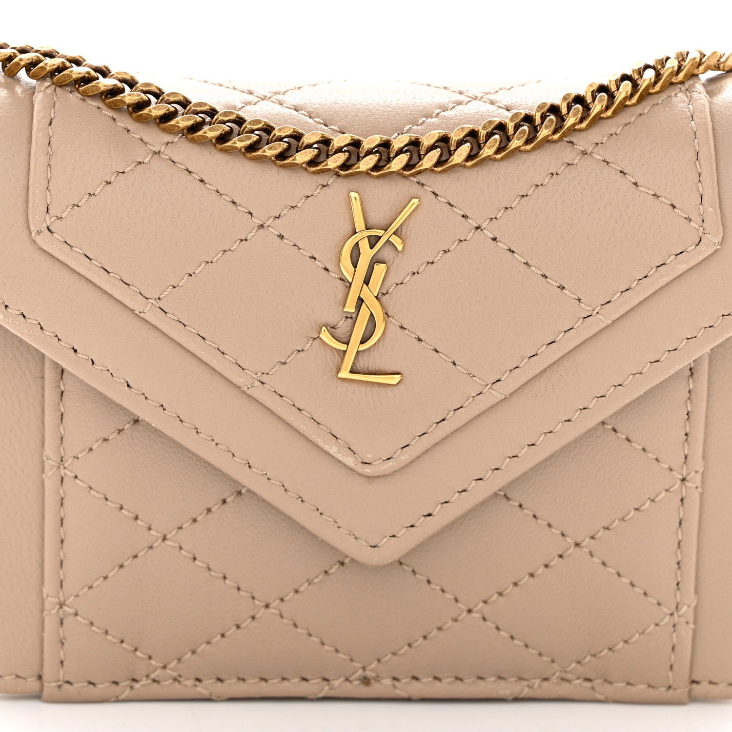 Saint Laurent Lambskin Quilted Monogram Micro Gaby Crossbody Bag Beige 9 of 18