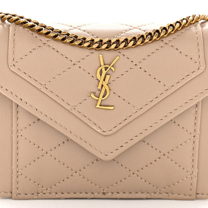 Saint Laurent Lambskin Quilted Monogram Micro Gaby Crossbody Bag Beige 9 of 18