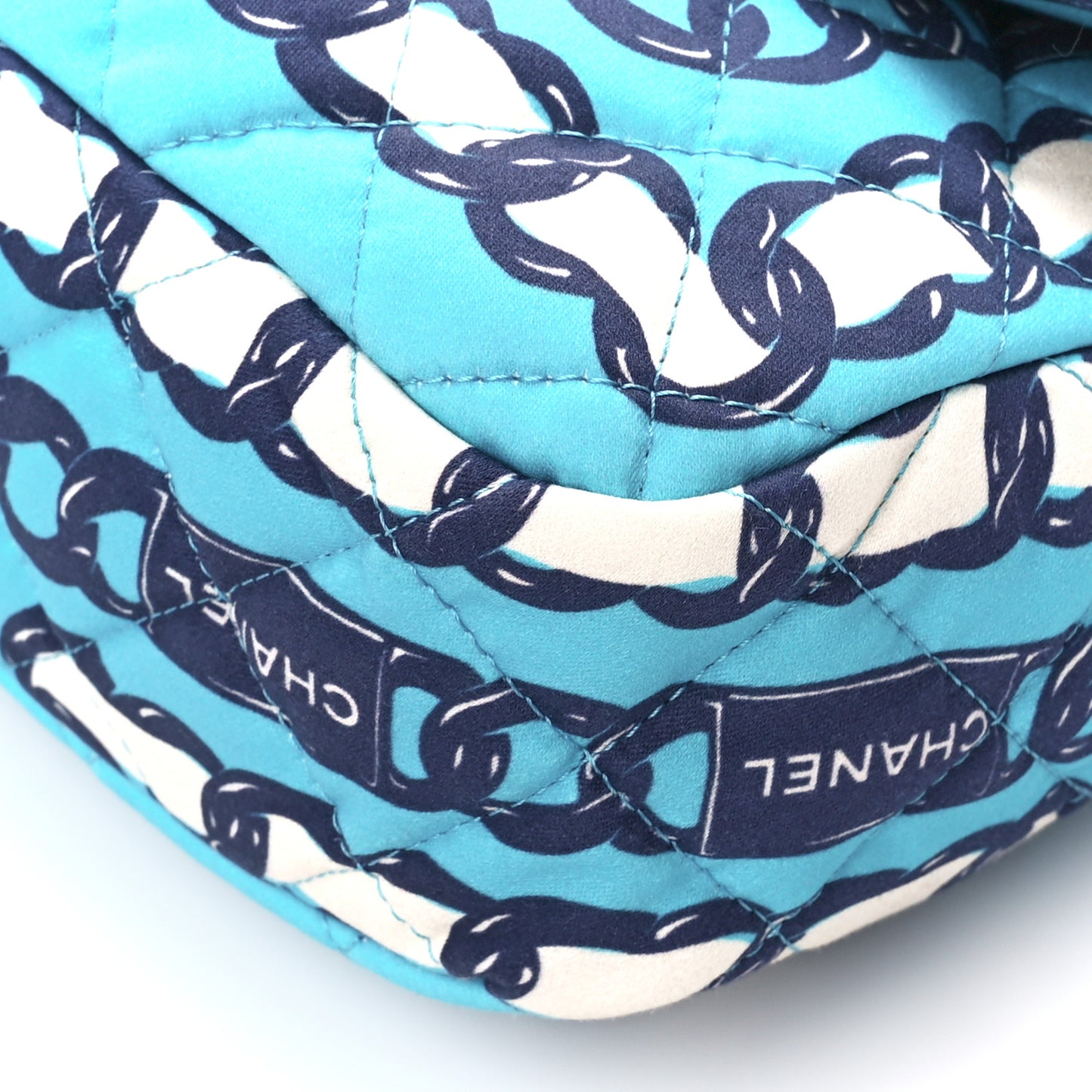Silk Chain Printed Medium Single Flap Blue