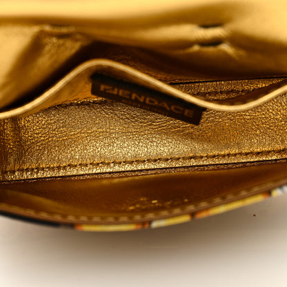 Fendi X VERSACE Silk Fendace FF Baroque Nano Brooch Baguette Charm Black Gold 5 of 8