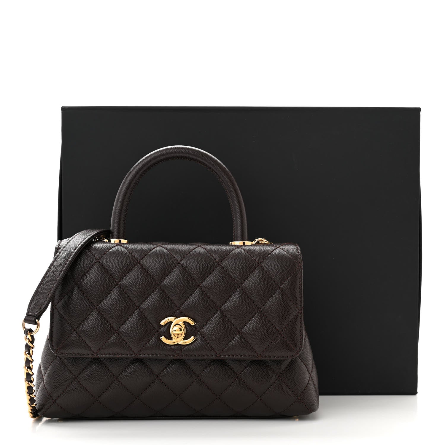 Chanel Caviar Quilted Mini Coco Handle Flap Dark Brown 11 of 11