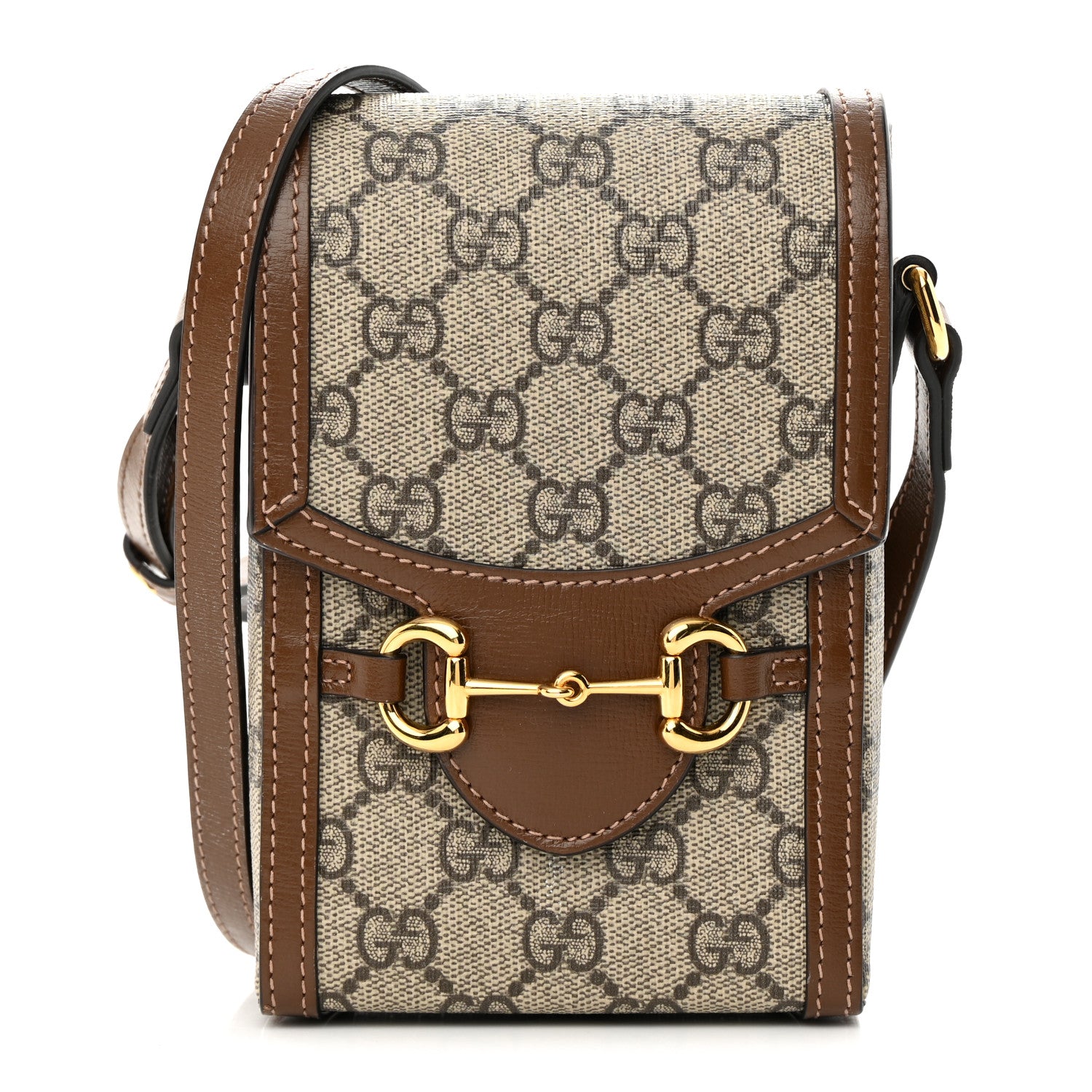 Gucci GG Supreme Monogram Mini Horsebit 1955 Crossbody Bag Beige Brown Sugar 1 of 16