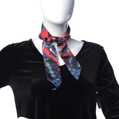 Hermes Silk Tree Of Song Twilly Rouge Bronze Bleu 2 of 4