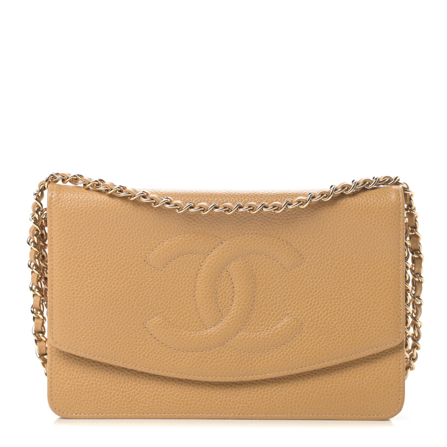 Chanel Caviar Timeless CC Wallet on Chain WOC Beige 1 of 14