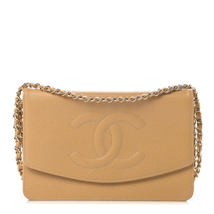 Chanel Caviar Timeless CC Wallet on Chain WOC Beige 1 of 14