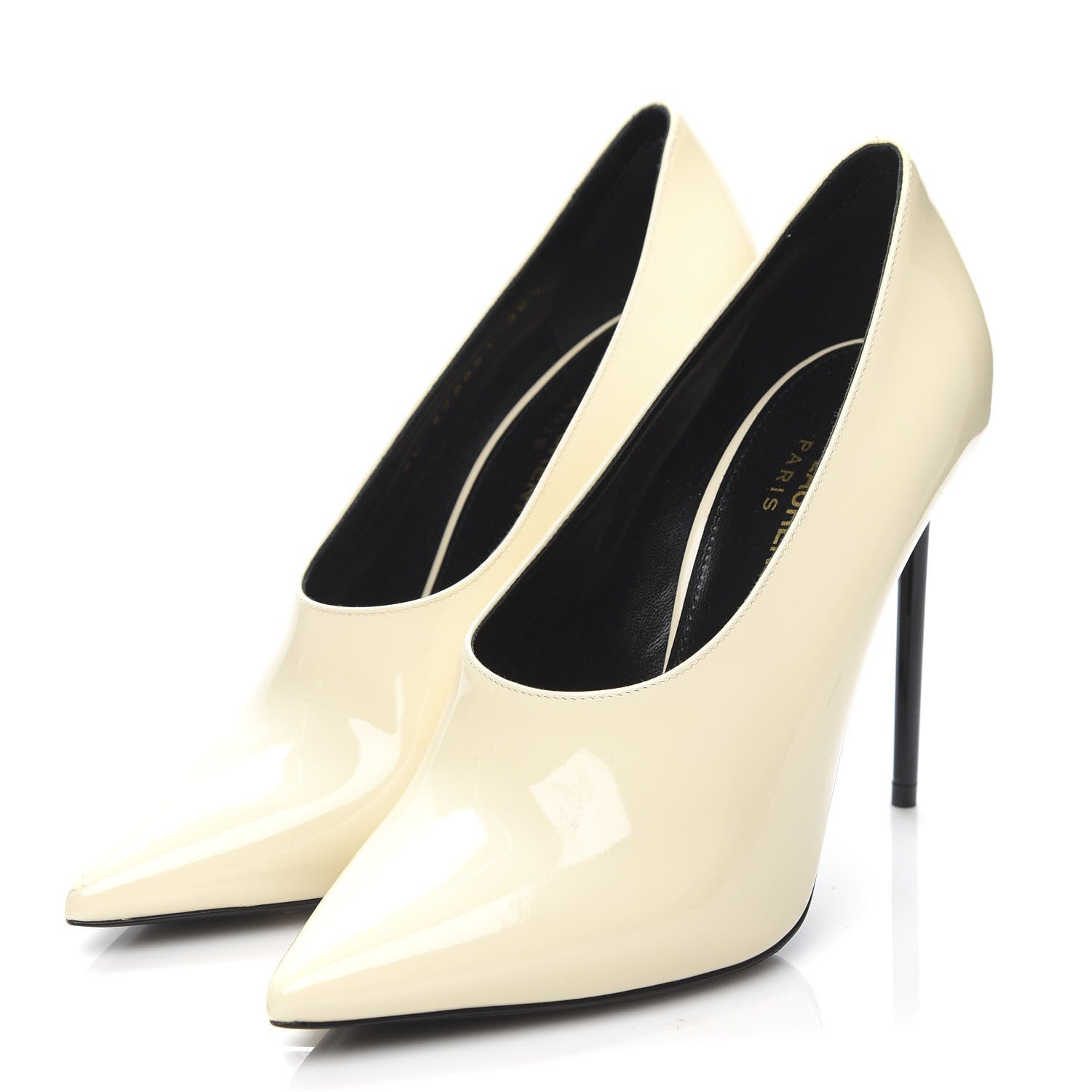 Saint Laurent Patent Calfskin Teddy High Vamp 105 Pumps 36.5 Porcellana 3 of 9