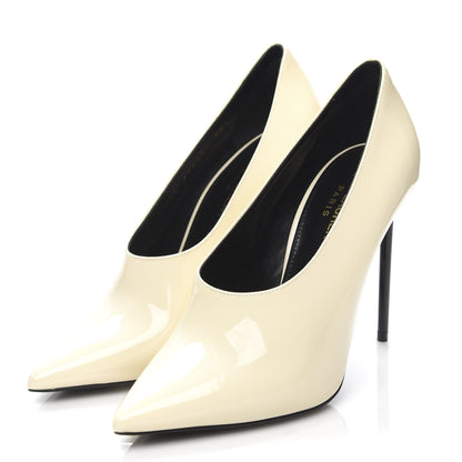 Saint Laurent Patent Calfskin Teddy High Vamp 105 Pumps 36.5 Porcellana 3 of 9