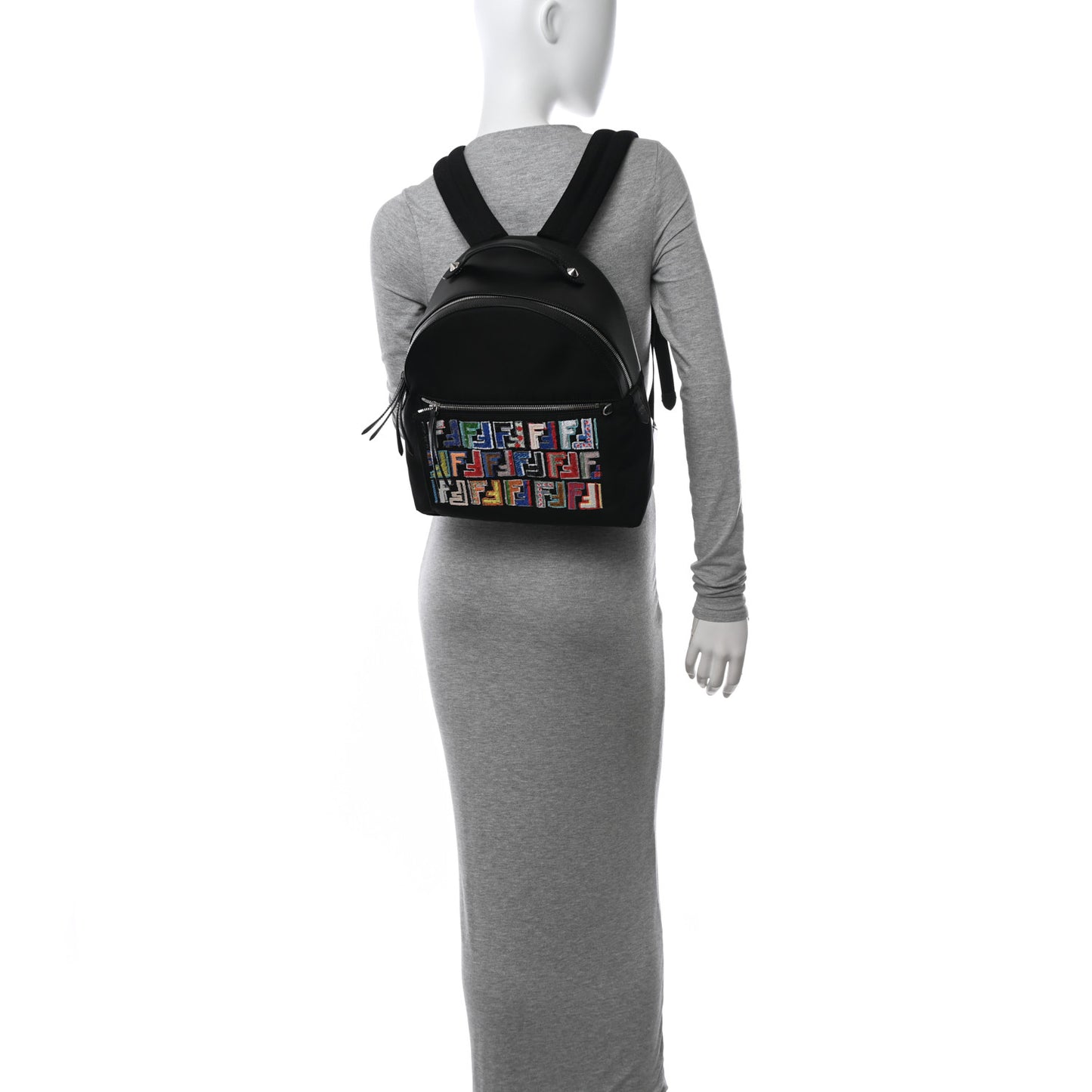 Nylon Vitello Liberty Sequin Fun Fair Embroidered Backpack Black