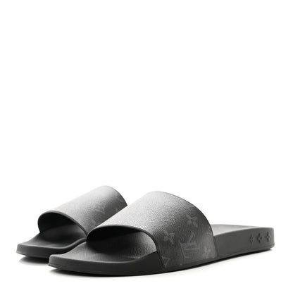 Louis Vuitton Rubber Monogram Eclipse Mens Waterfront Mules 10.5 Black 3 of 9