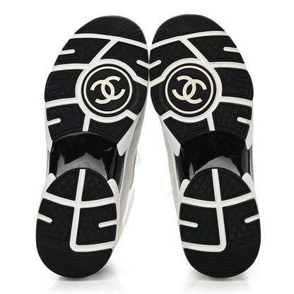 Chanel Calfskin Fabric Sneakers 40 White Silver Fluo Pink 5 of 14
