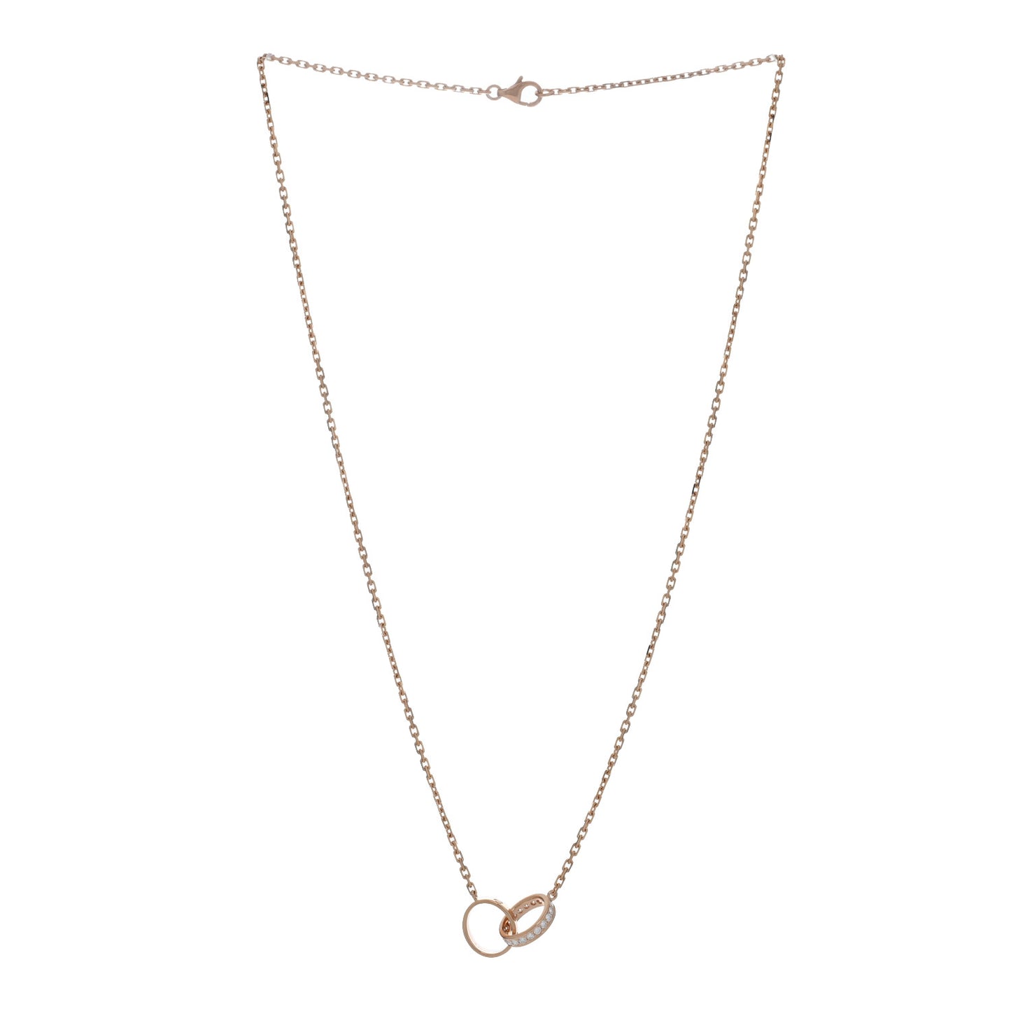 18K Pink Gold Diamond Interlocking LOVE Paved Necklace