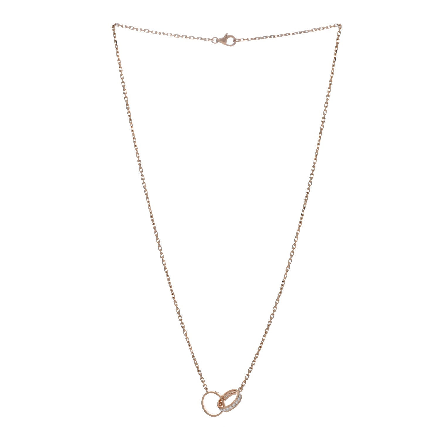 Cartier 18K Pink Gold Diamond Interlocking LOVE Paved Necklace 3 of 5