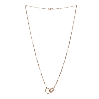 Cartier 18K Pink Gold Diamond Interlocking LOVE Paved Necklace 3 of 5