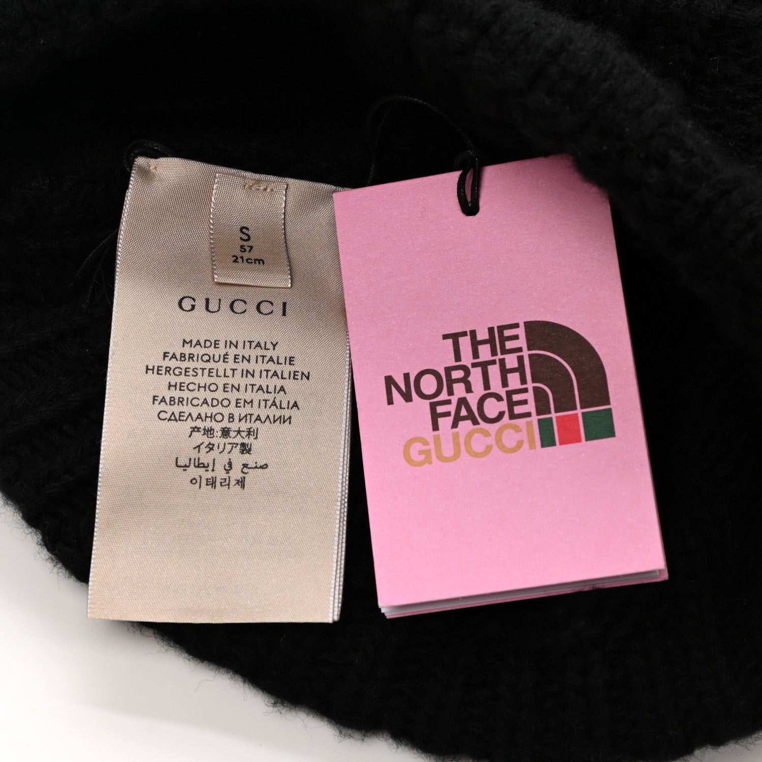 Gucci X THE NORTH FACE Wool Cable Knit Beanie Hat S Black 4 of 4