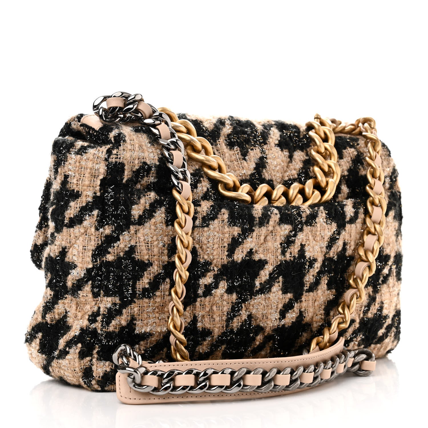 Chanel Tweed Large Chanel 19 Flap Beige Black 3 of 11