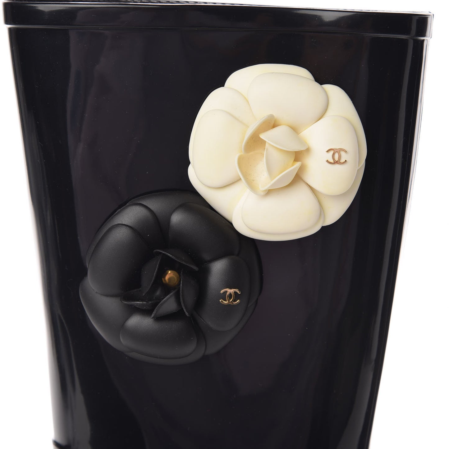 Rubber Camellia Rain Boots 38 Black