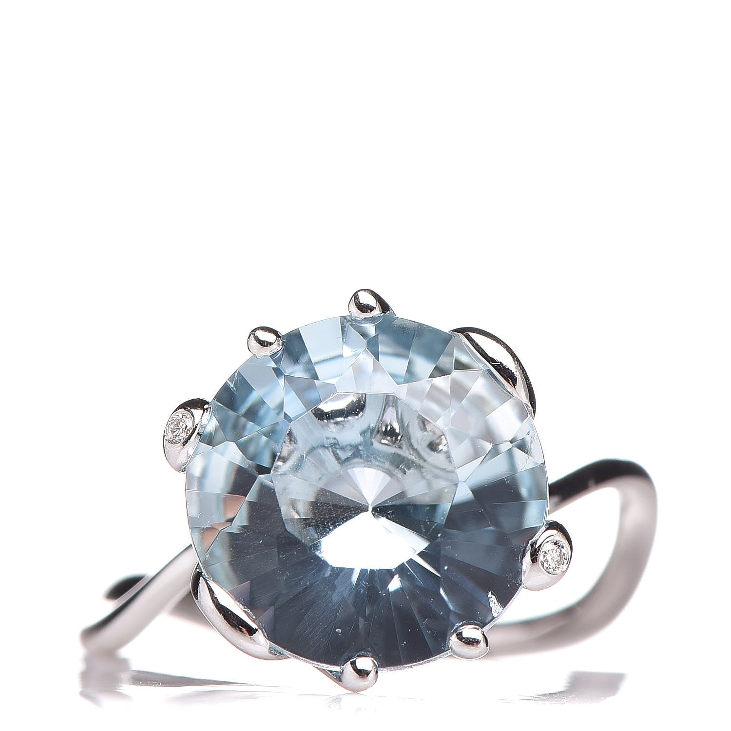 Christian Dior 18K White Gold Aquamarine Oui Ring 50 5.5 1 of 6