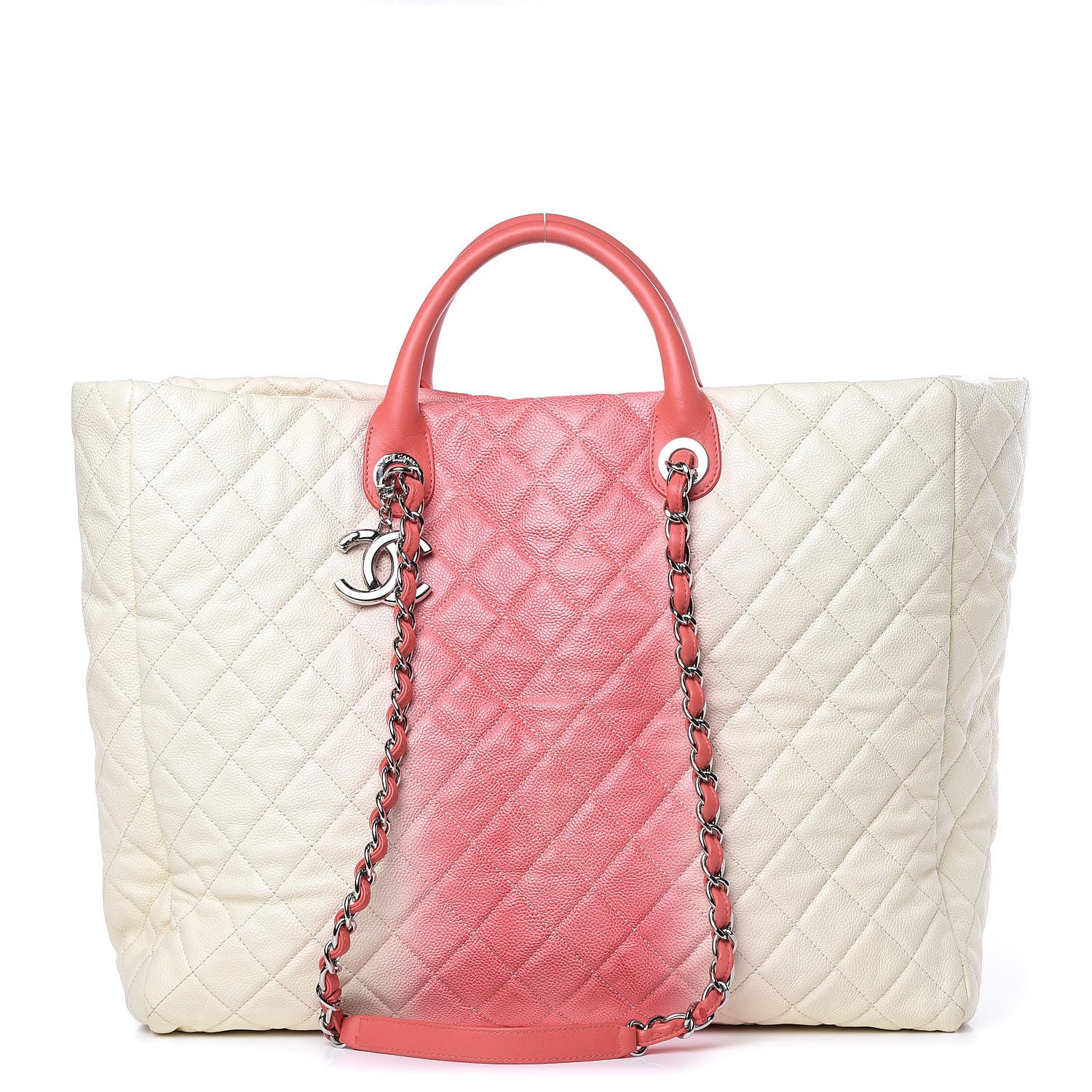 Chanel Caviar Ombre Large Shopping Tote White Rose 1 of 15