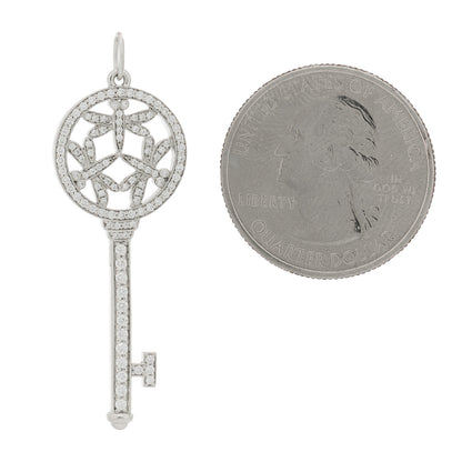 Tiffany Platinum Diamond .28ctw Dragonfly Key Pendant 2 of 5