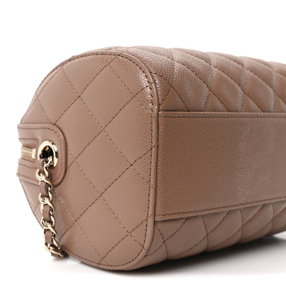 Chanel Caviar Quilted Barrel Clutch With Chain Brown 9 of 11