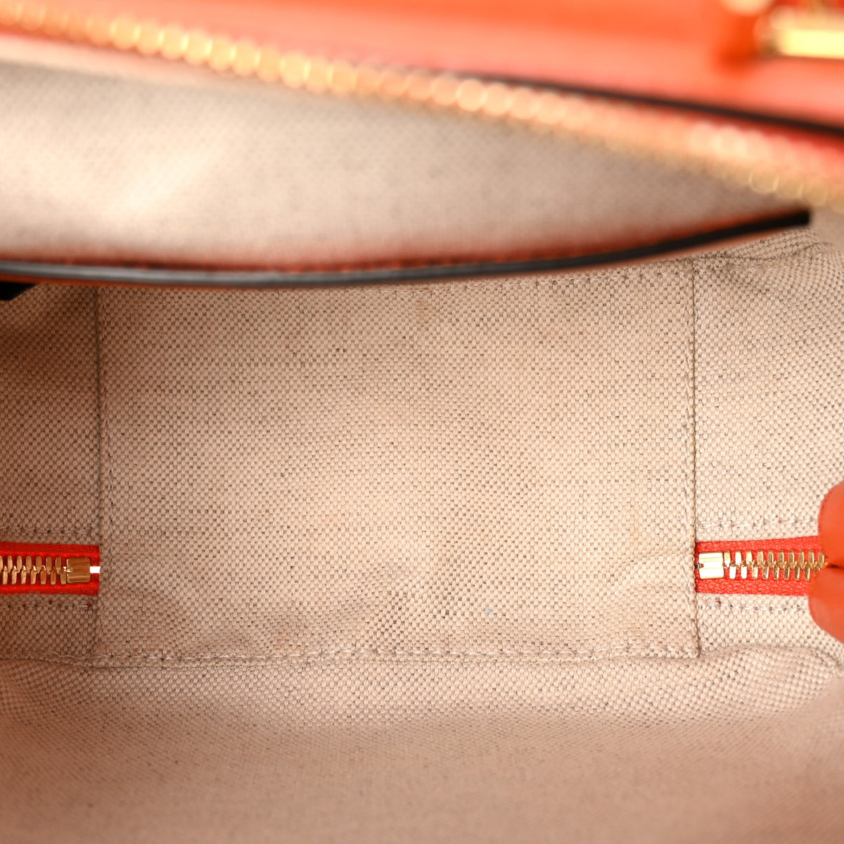 Sakai Be Green Calfskin Diagonal Stitched Blondie Top Handle Bag Orange