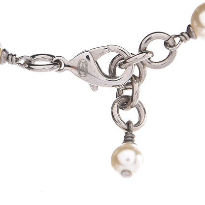 Chanel Crystal Pearl CC Long Necklace Silver 5 of 6