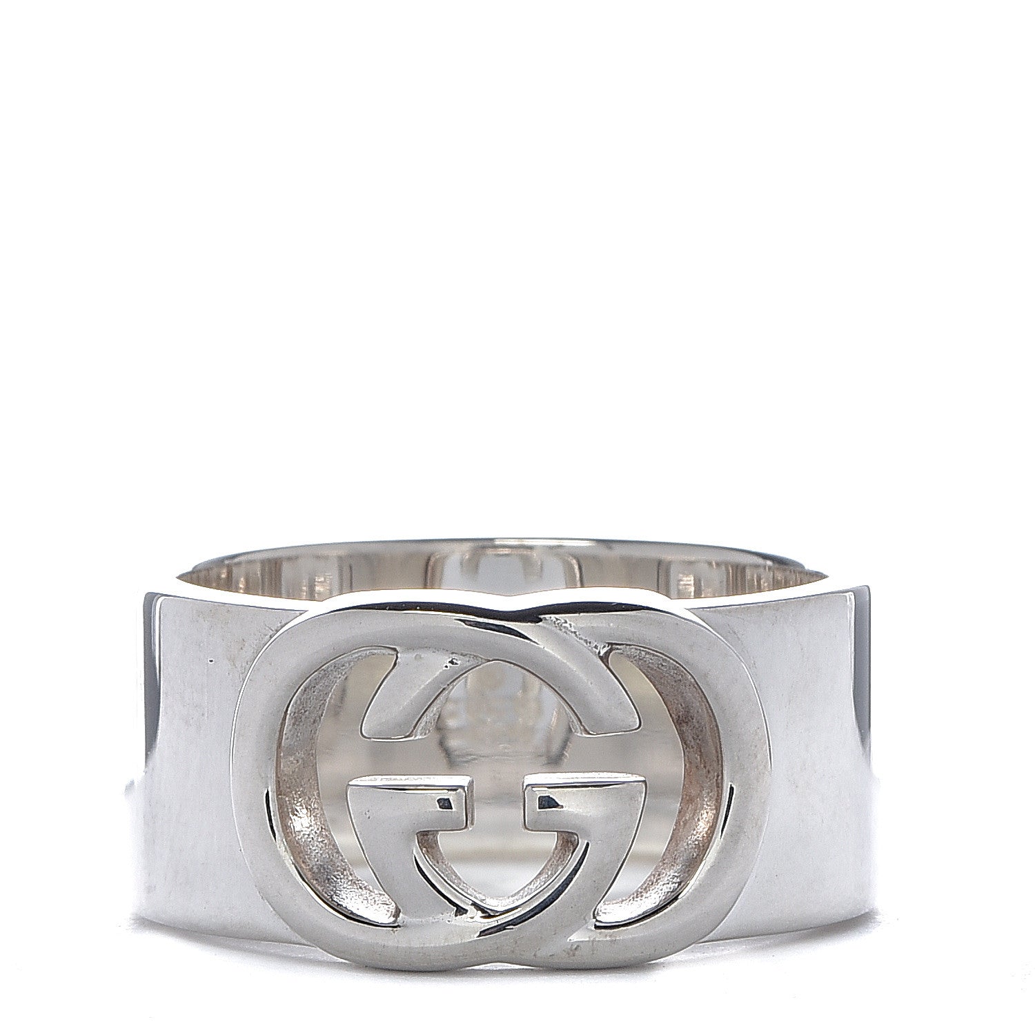 Gucci Sterling Silver 10mm Interlocking G Band Ring 60 9 1 of 7