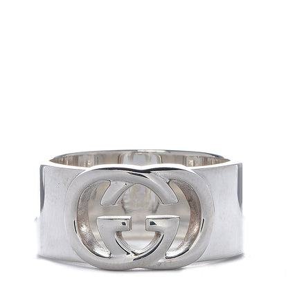 Gucci Sterling Silver 10mm Interlocking G Band Ring 60 9 1 of 7
