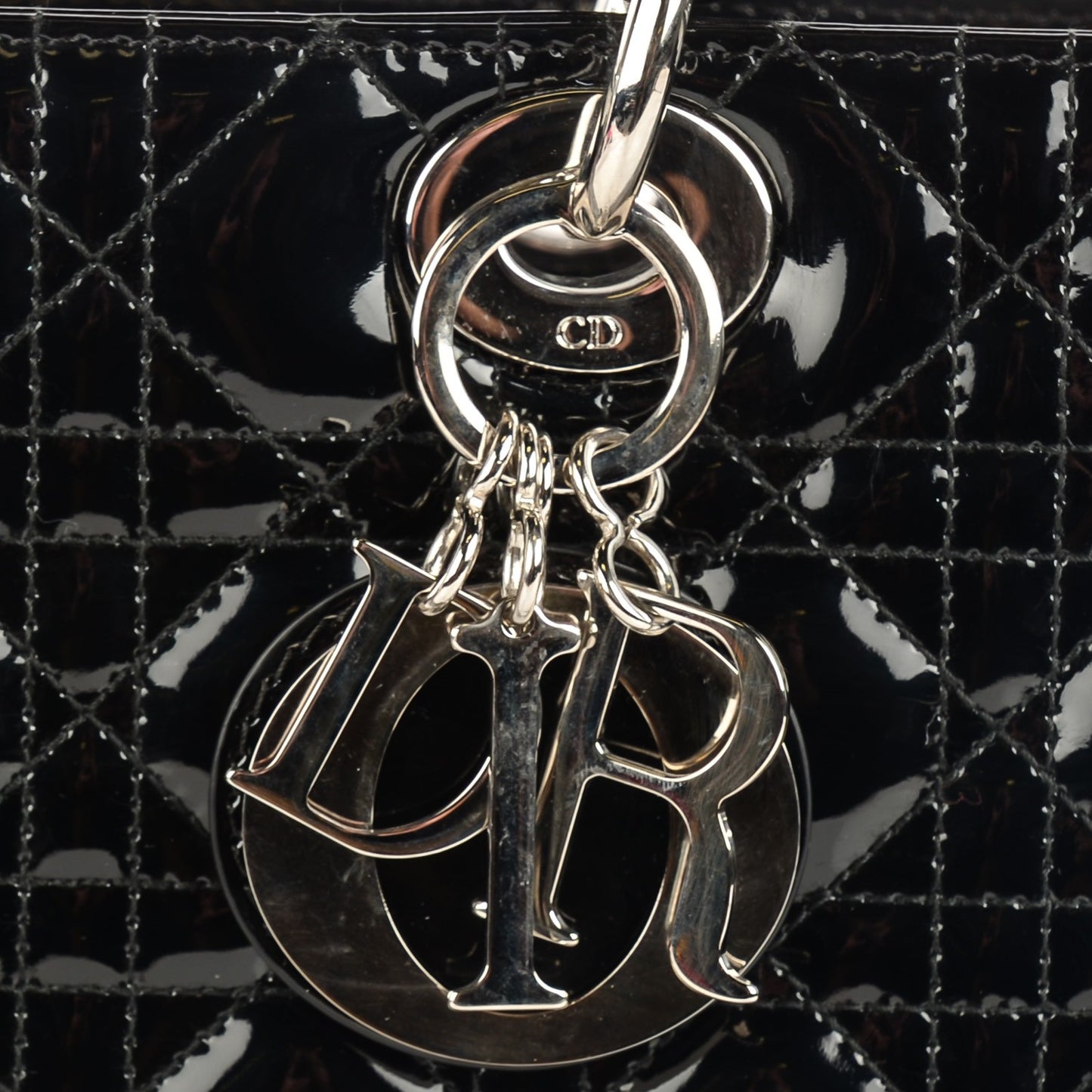 Patent Cannage Large Lady Dior Black