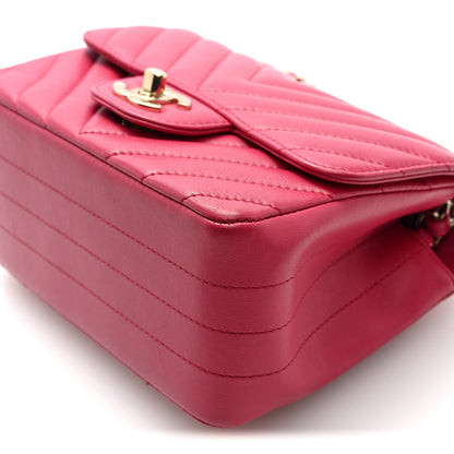 Chanel Lambskin Chevron Quilted Mini Square Flap Pink 10 of 10
