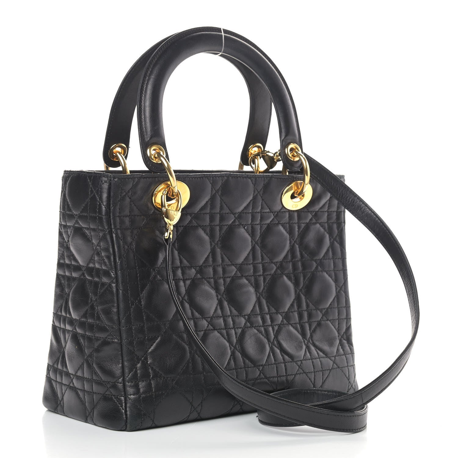 Christian Dior Lambskin Cannage Medium Lady Dior Black 3 of 19