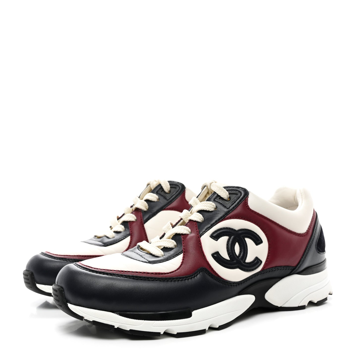 Calfskin CC Sneakers 40 Burgundy White