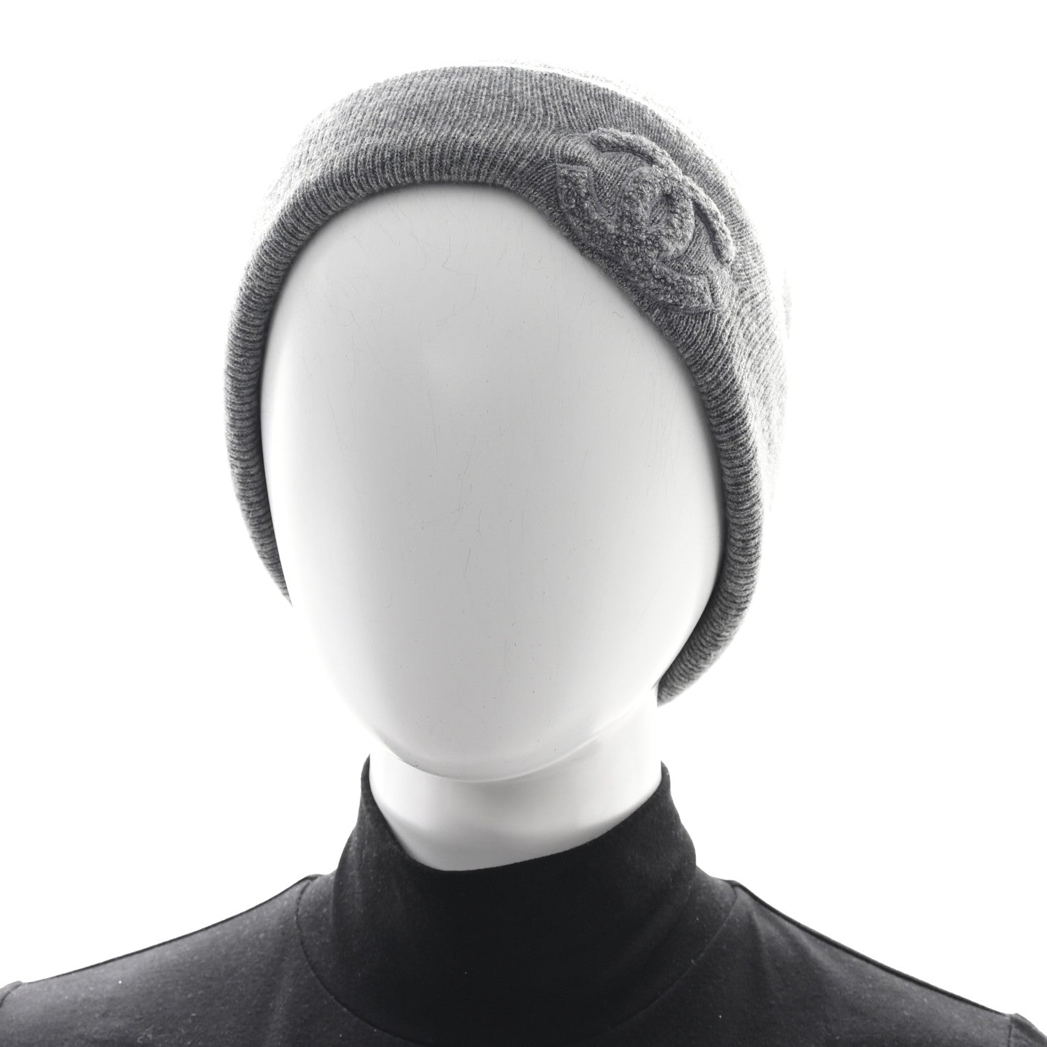 Chanel Cashmere CC Beanie Hat Grey 2 of 4