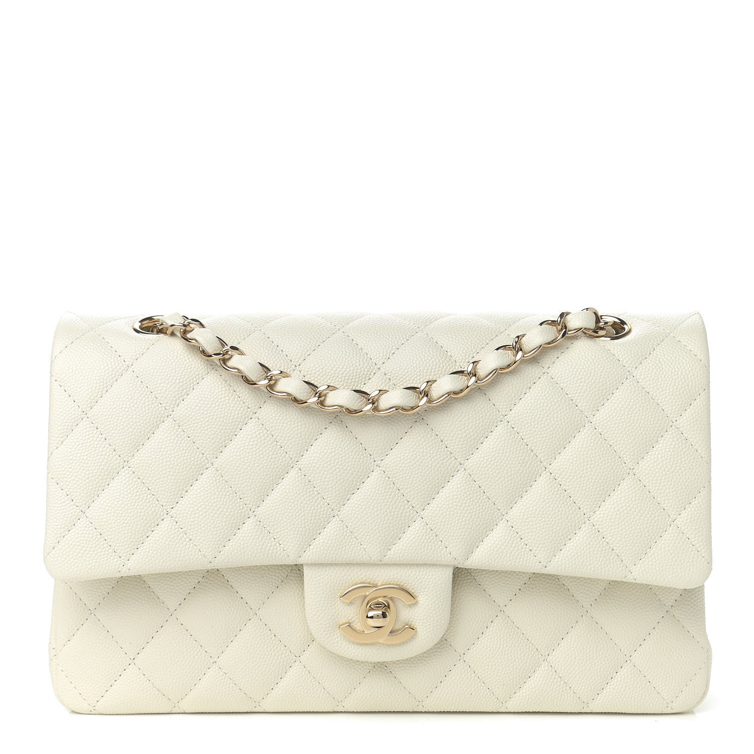 Chanel Caviar Quilted Medium Double Flap White 1 of 11