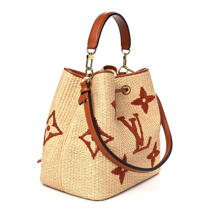 Louis Vuitton Raffia Calfskin Monogram Neonoe MM Tan 2 of 8