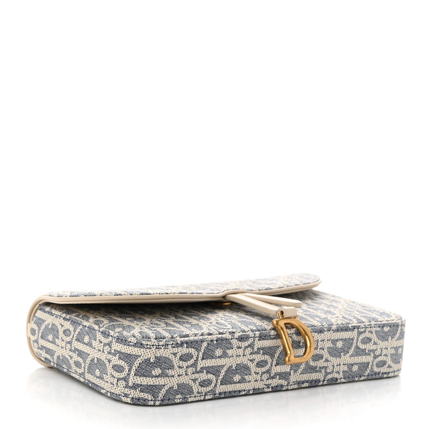 Christian Dior Chambray Oblique Pouch With Strap Blue Light Biscuit Blue Light Biscuit 4 of 10